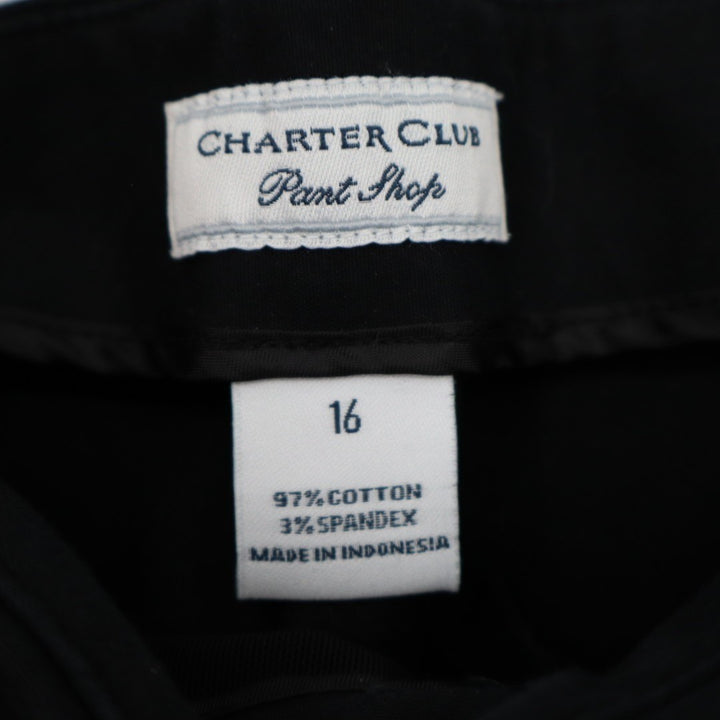 Charter Club Pants Womens 16 Black Cotton Stretch High Rise Casual Straight Leg