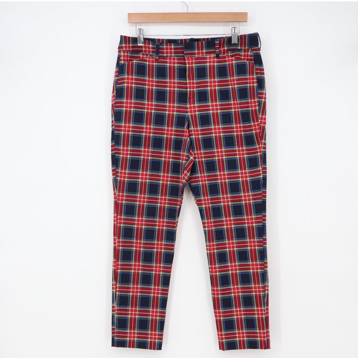 Old Navy Pants Womens 12 Pixie High Rise Red Plaid Stretch Ankle Excellent