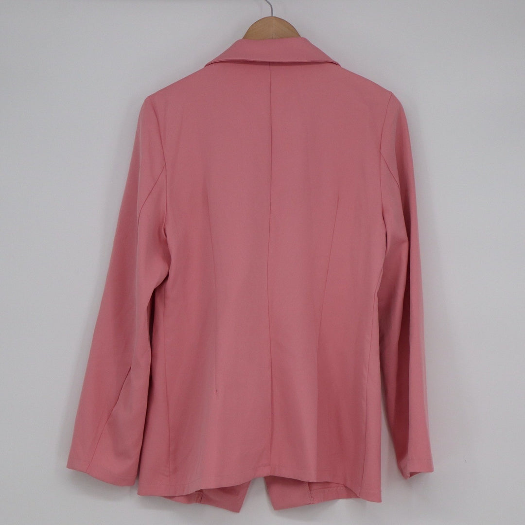 SHEIN Pink Double Breasted Gold Button Blazer Jacket Size L