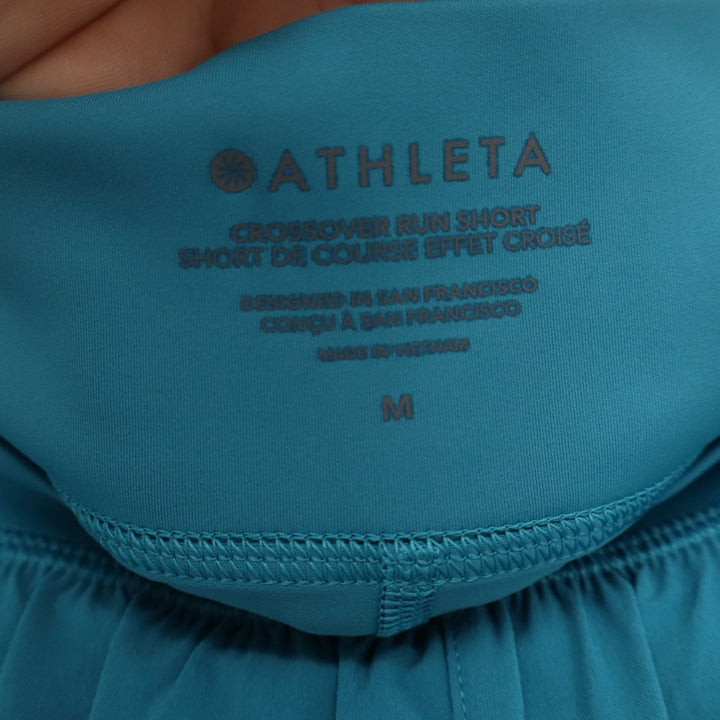 Athleta Crossover Run Shorts Teal Blue Built-in Liner Women's Size M