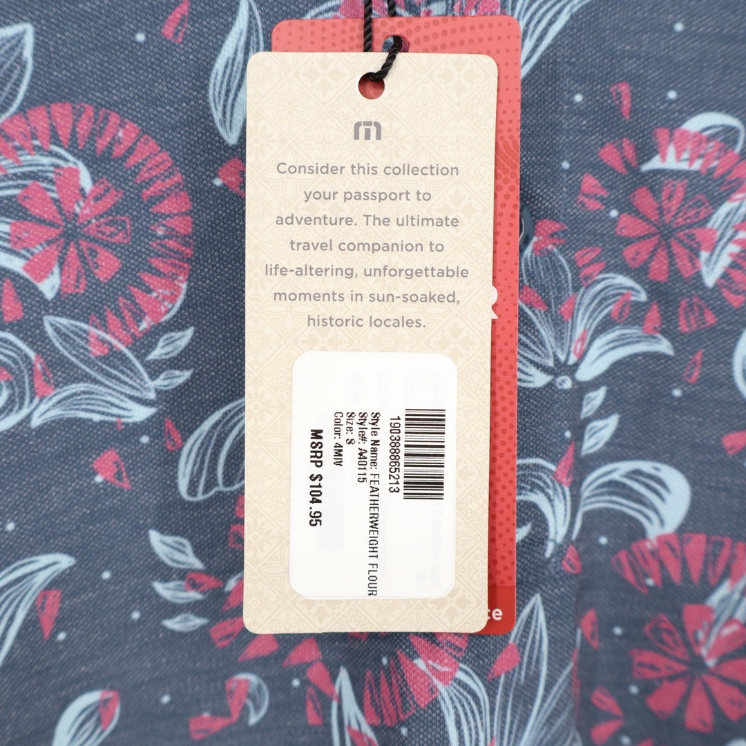 TravisMathew Mens Featherweight Flour Floral Golf Polo Shirt Blue Pink S