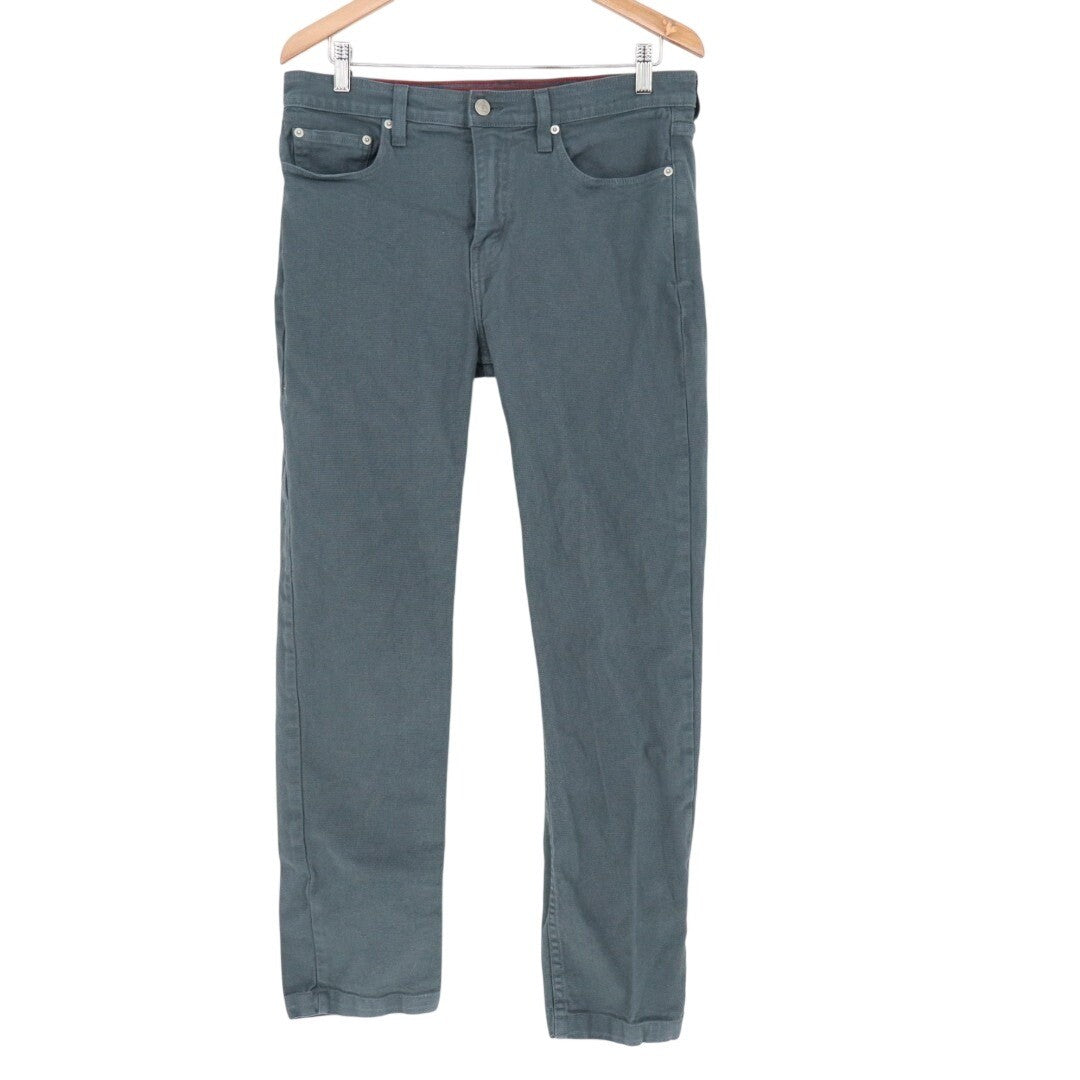 American Giant Roughneck Jeans Mens 32X30 Teal Canvas Cotton Stretch Skinny Leg