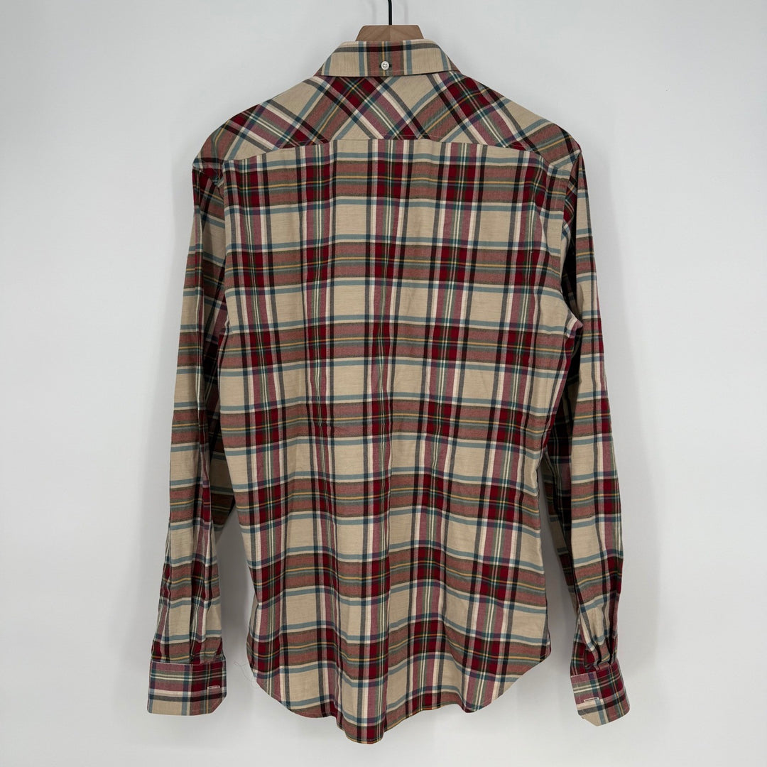 PINK Thomas Pink London Slim Fit Plaid Casual Button Down Shirt Mens Size M