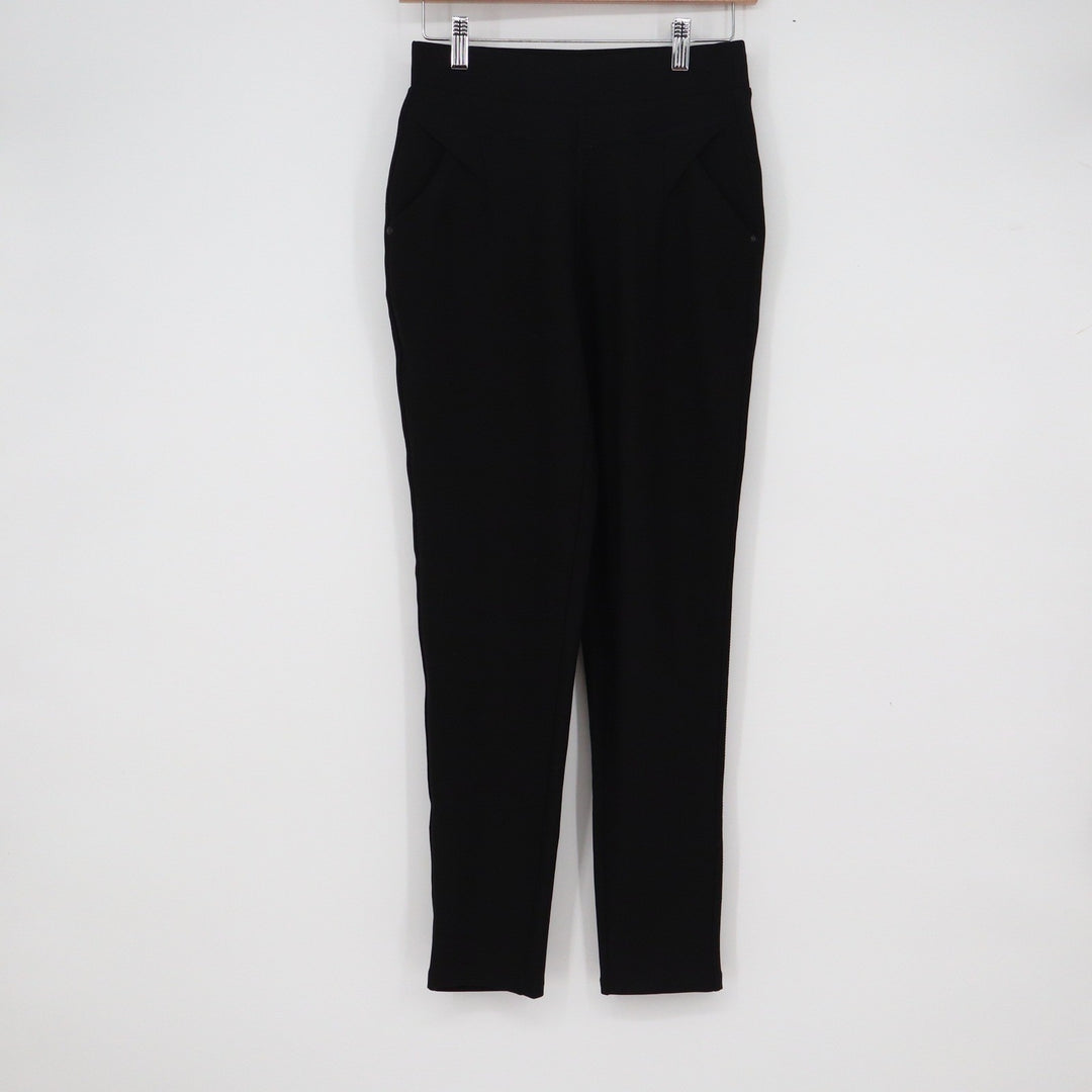Indero Womens Black Pull On Ponte Pants Slim Leg Stretch Trousers Size S/M