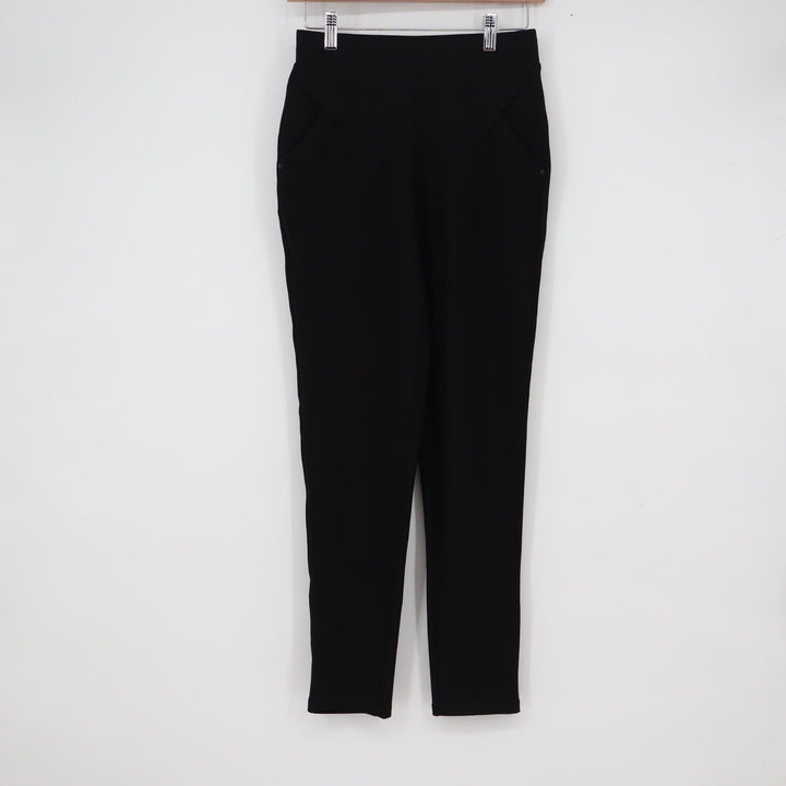 Indero Womens Black Pull On Ponte Pants Slim Leg Stretch Trousers Size S/M