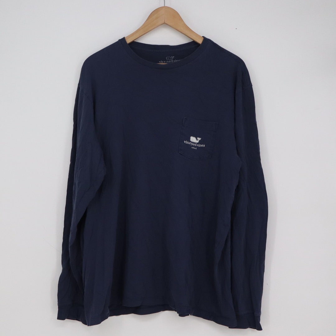 Vineyard Vines Mens Navy Blue Long Sleeve Graphic Pocket T-Shirt Large