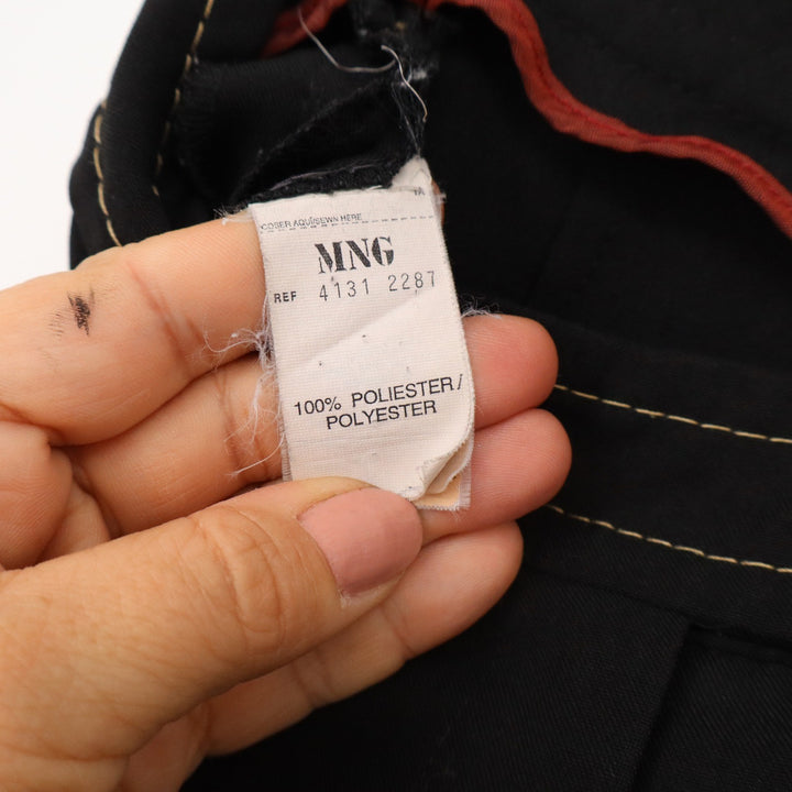 Mango MNG Suits Black Contrast Stitch Straight Leg Trousers Size 2
