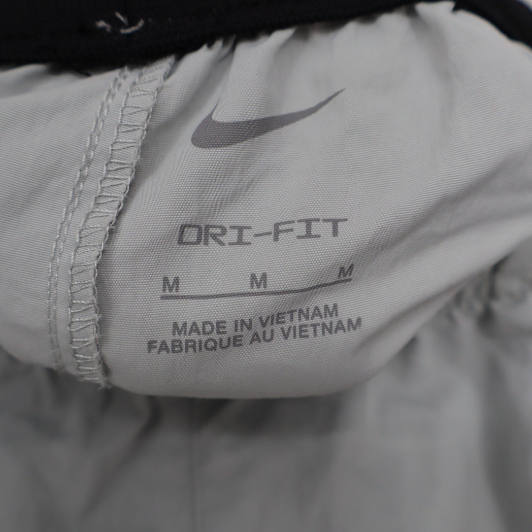 Nike Dri-FIT Nylon Running Shorts Mens Medium Grey Retro Block Logo 8877