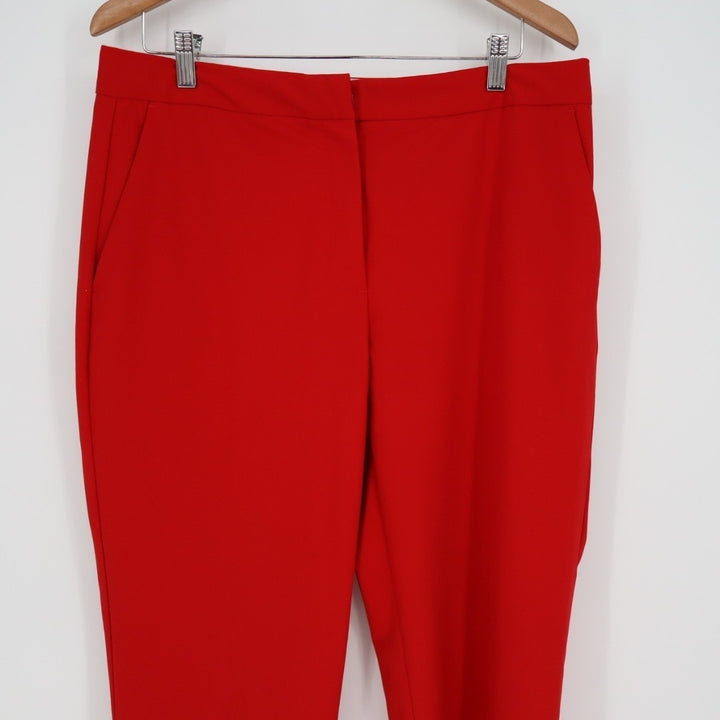 Zara Dress Pants Women's 10 Red High-Rise Slash Pockets Formal Straight Leg