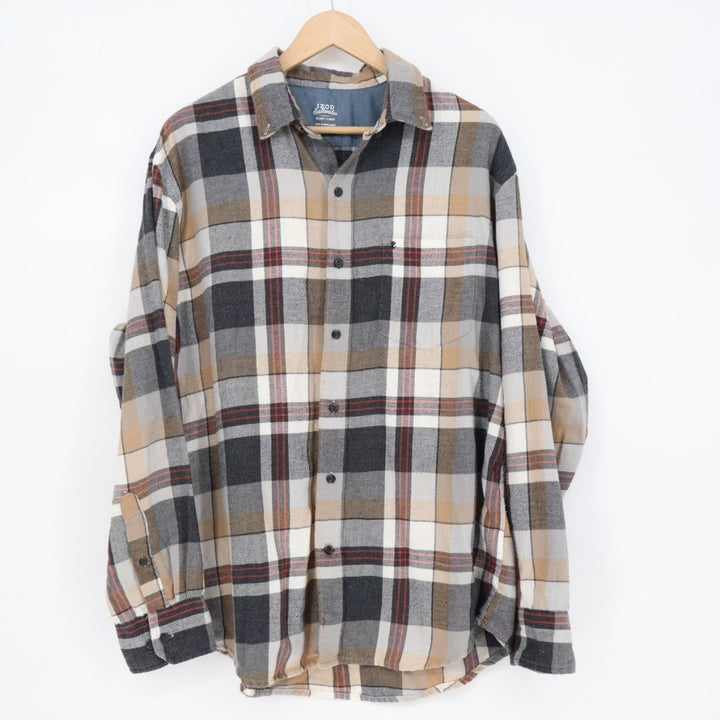 IZOD Saltwater Relaxed Classics Flannel Shirt Mens Large Multi Plaid Button Up