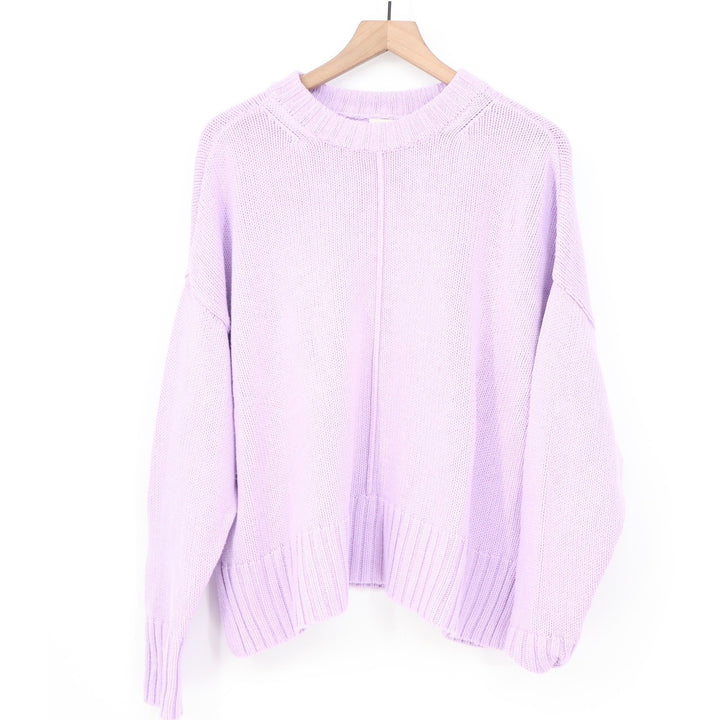 A New Day Lavender Purple Shaker Knit Crewneck Sweater XL Relaxed Fit Blend