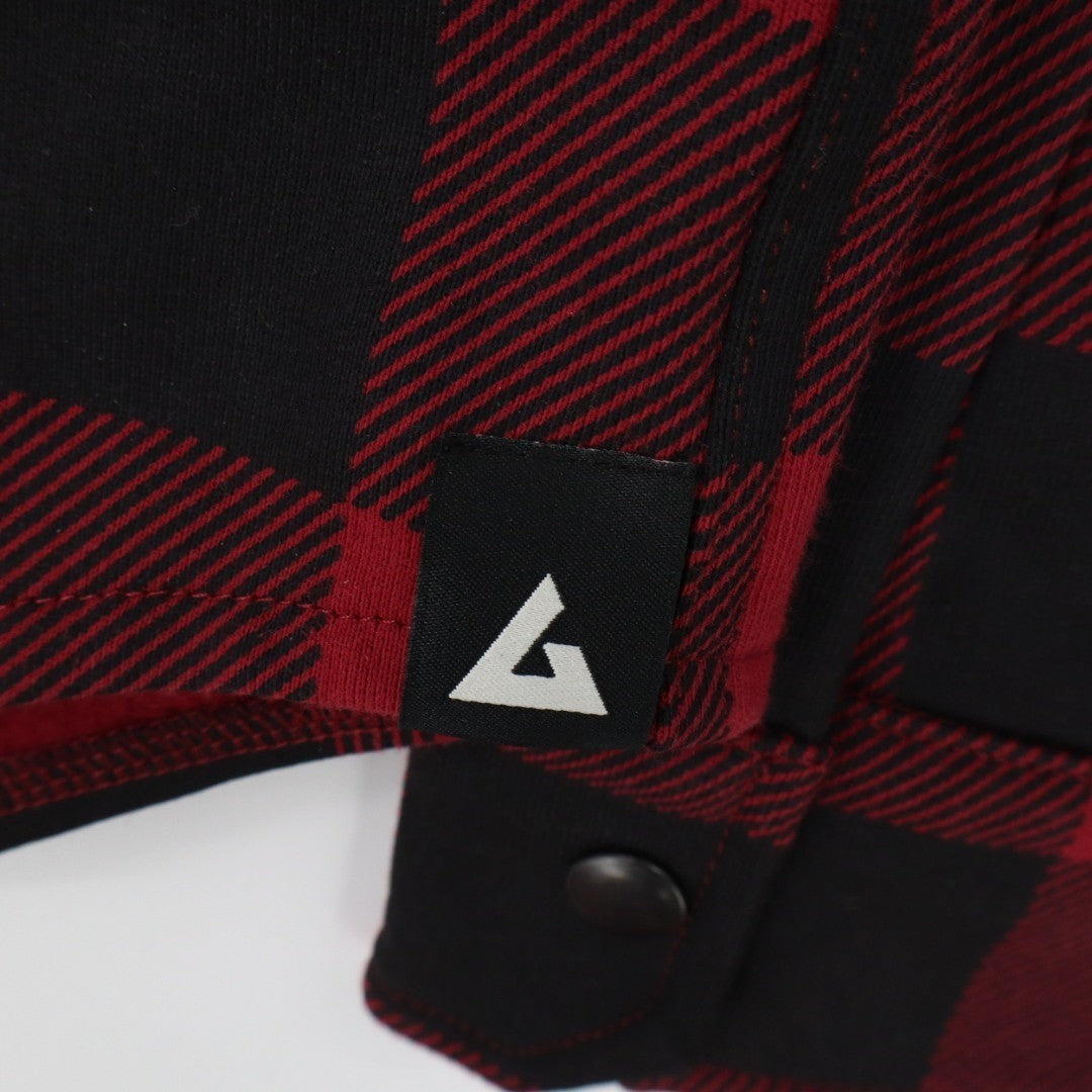 American Giant Redwood Overshirt Unisex S Red Plaid Cotton Fleece Spread Collar