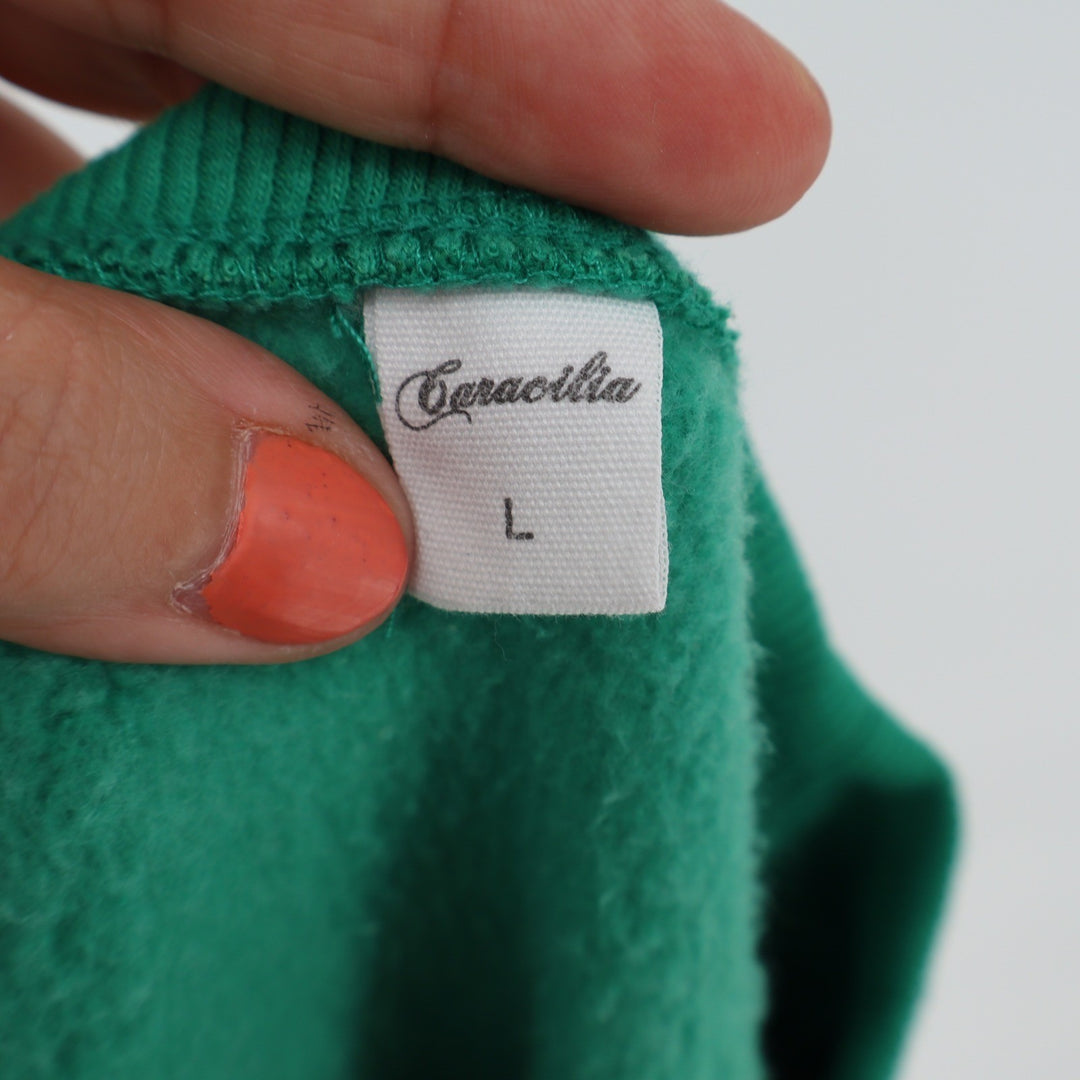 Ceracilia Green Crewneck Sweatshirt Large Oversized Fleece Pullover