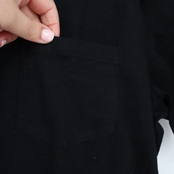 American Giant Mens Black Crew Neck Short Sleeve Pocket Tee Size L Made in USA