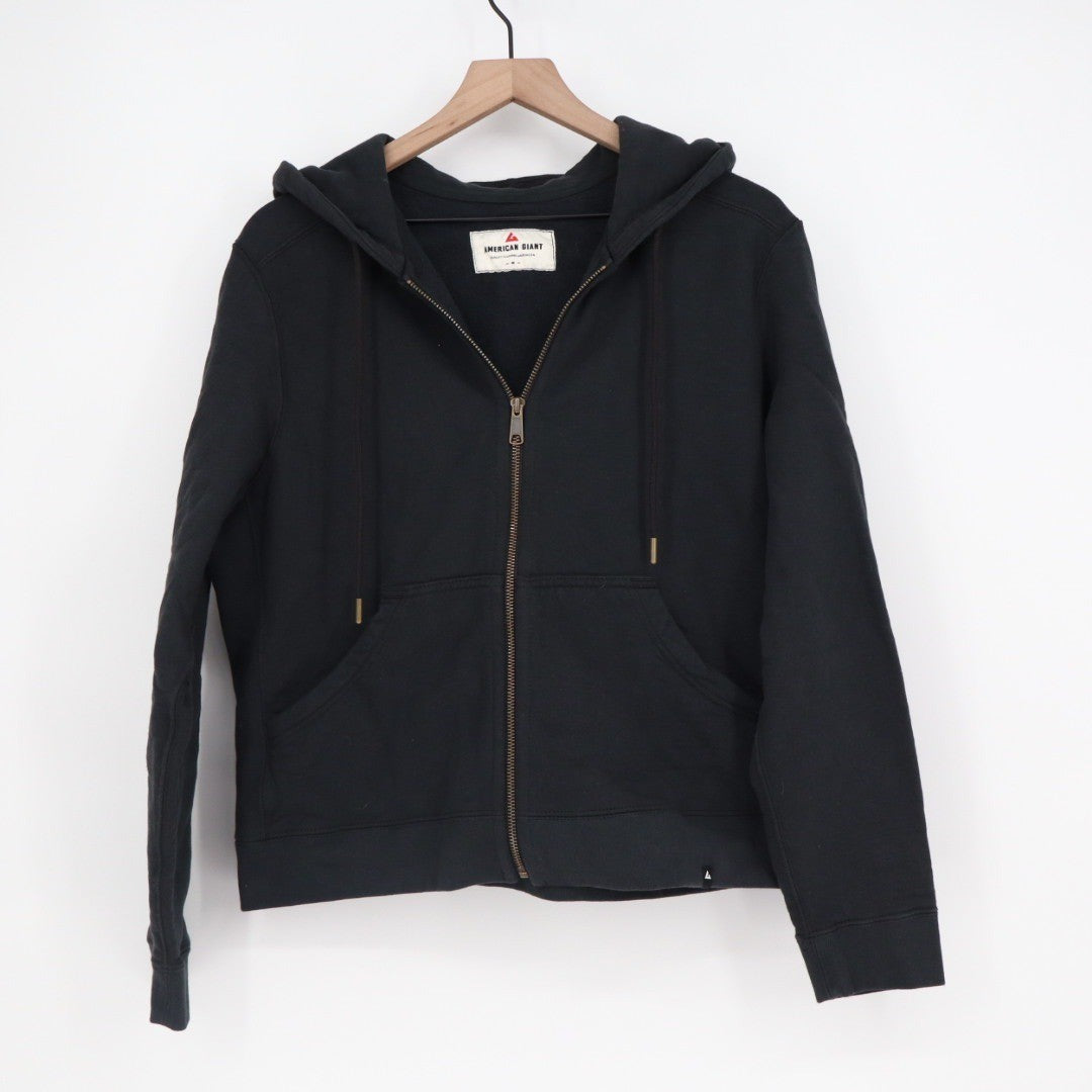 American Giant Women's Black Full Zip Hoodie Cotton Made in USA Size M