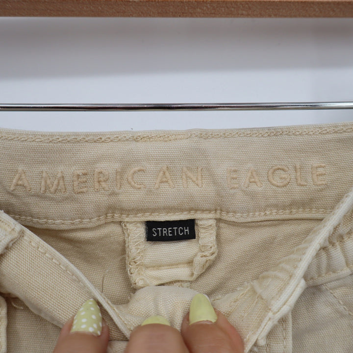 American Eagle Mens 00 Short Beige Cargo Pants Stretch Cotton Lyocell Utility