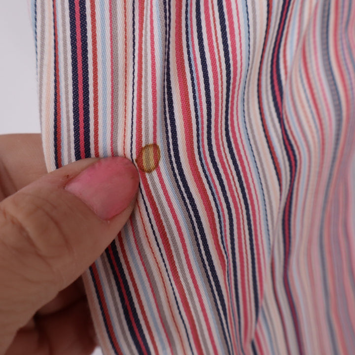 Thomas Dean Button-Down Mens 2XB Shirtmaker's Cloth Multi-Stripe Red Blue Fair