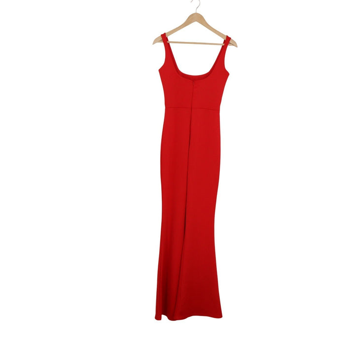 Missguided Red Scoop Neck Sleeveless Wide Leg Flare Jumpsuit Size 4 US