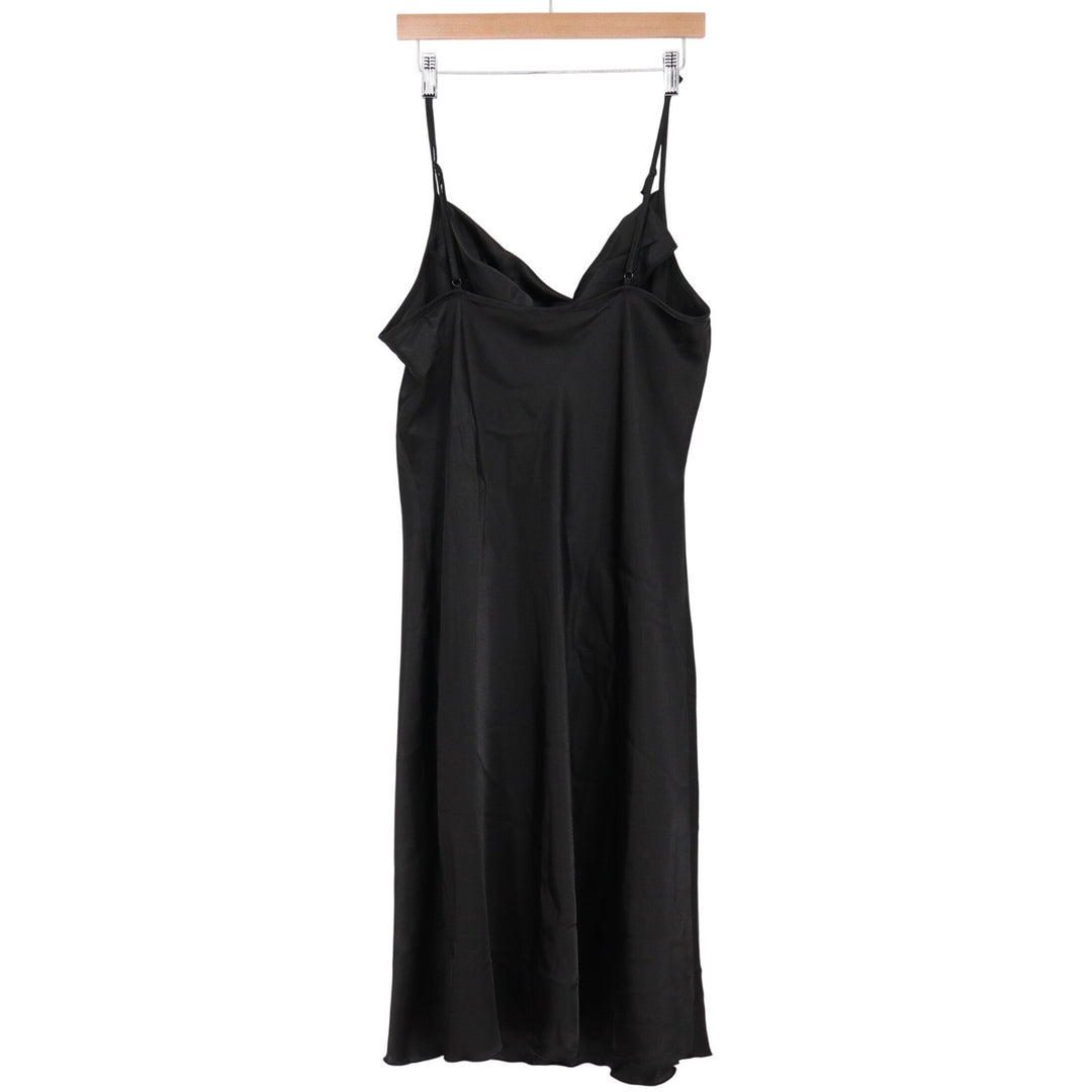 bebe Slip Dress Womens XL Black Cowl Neck Satin Midi Adjustable Straps Excellent