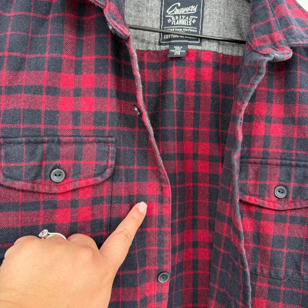 Crayers Heritage Flannels Mens Plaid Long Sleeve Button Up Shirt Size L