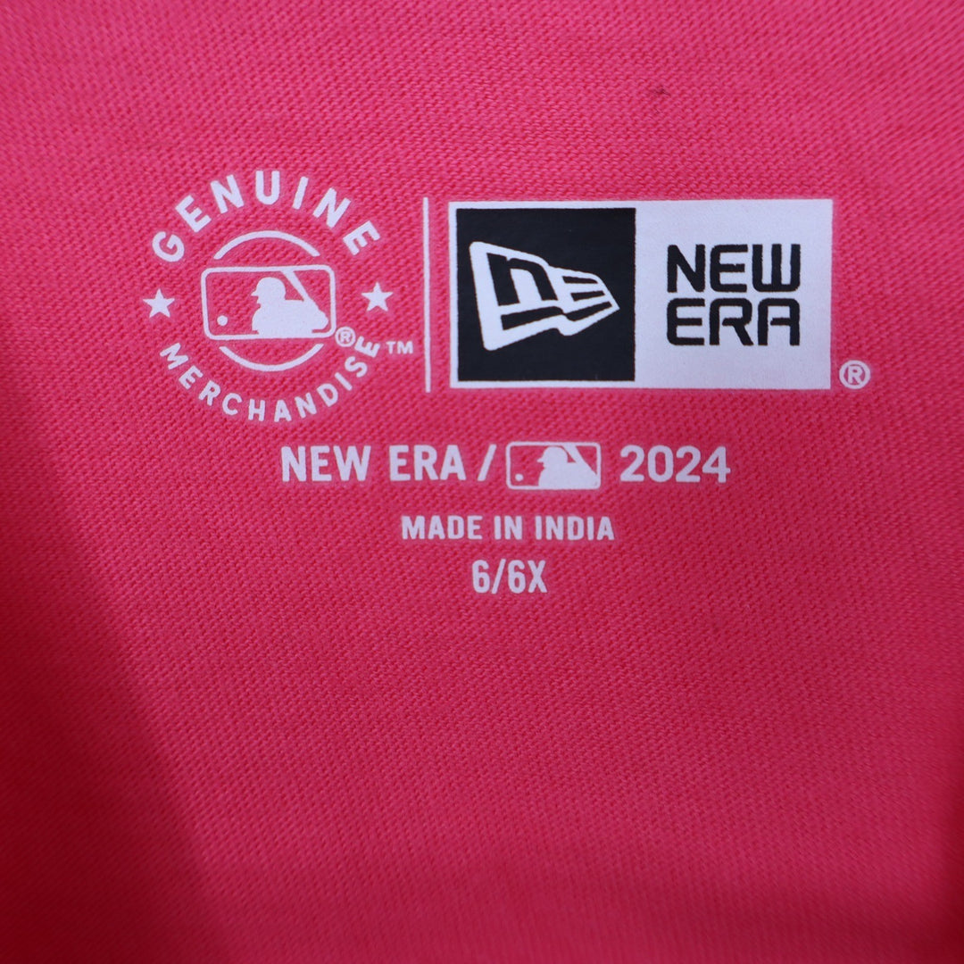 New Era Girls Boston Red Sox Pink Sequin V-Neck T-Shirt Size 6/6X MLB 2024