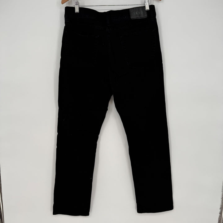 Izod Straight Jeans Mens 32x32 Black Denim Cotton Regular Fit Ultraflex Logo