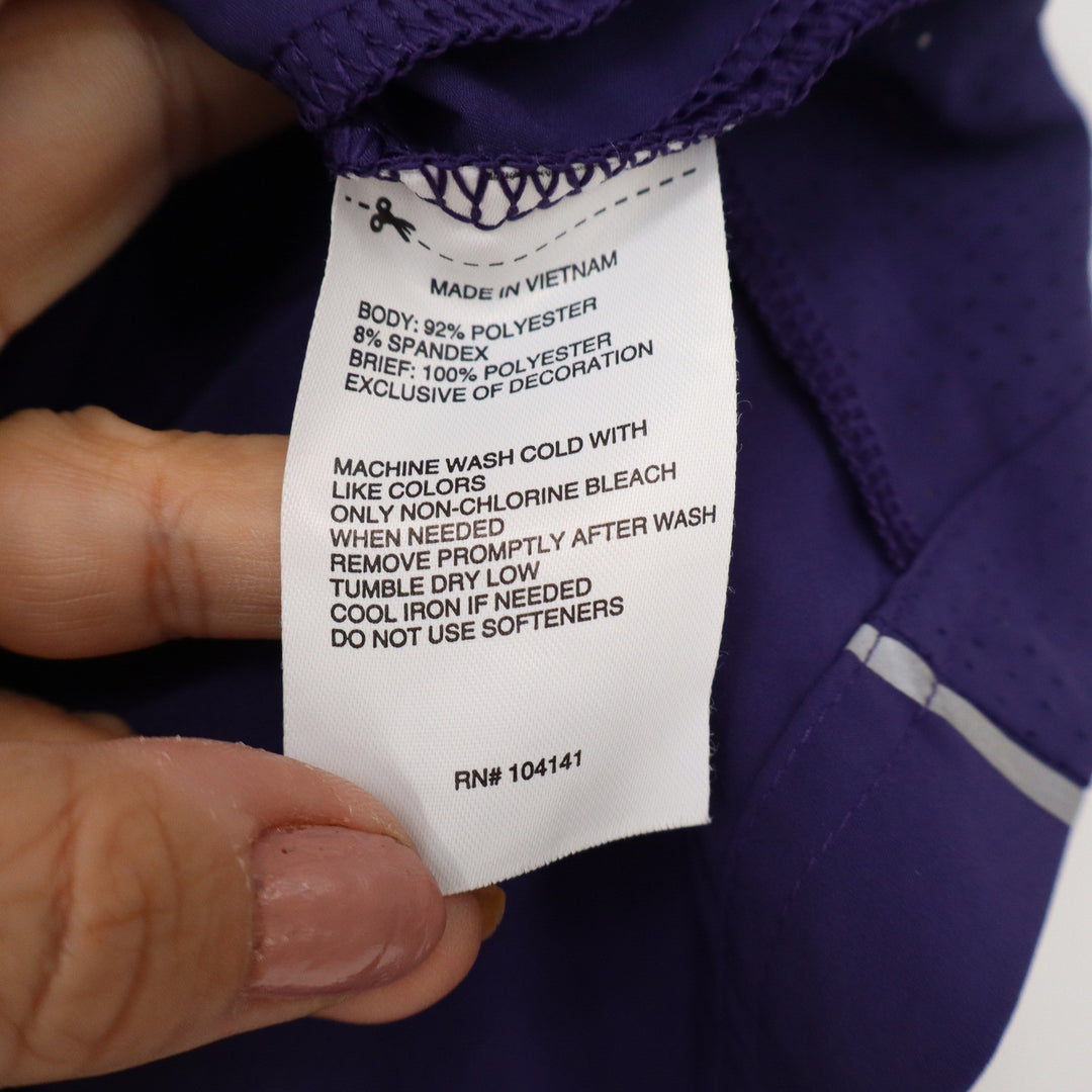 DSG Mens Purple Performance Running Shorts L Liner Reflective Training 5 Inseam