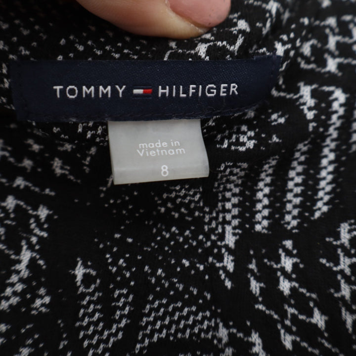Tommy Hilfiger Womens Black White Floral Plaid Sheath Dress Size 8 Short Sleeve