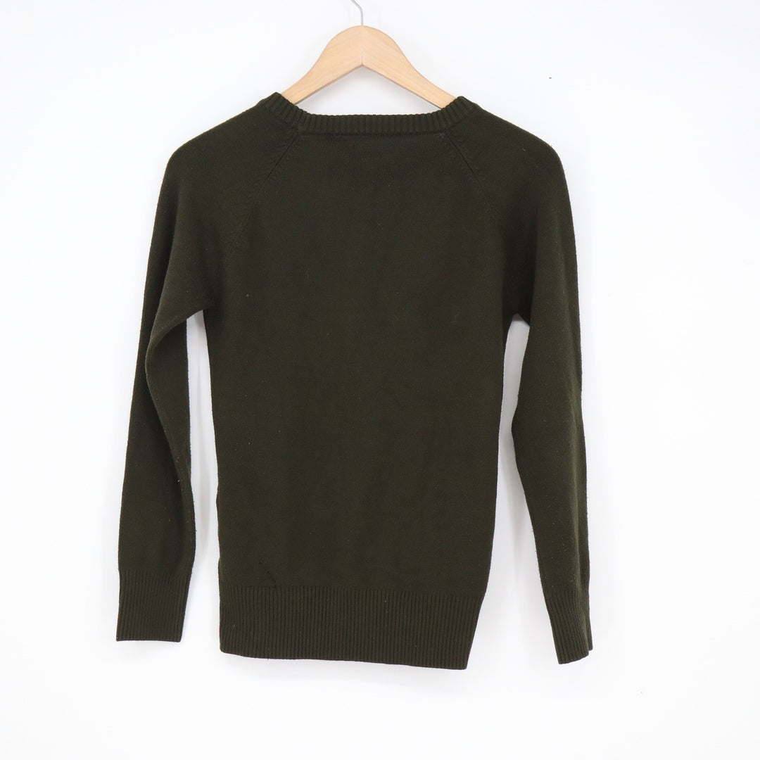 French Connection Mens M Olive Green Raglan Crewneck Knit Sweater