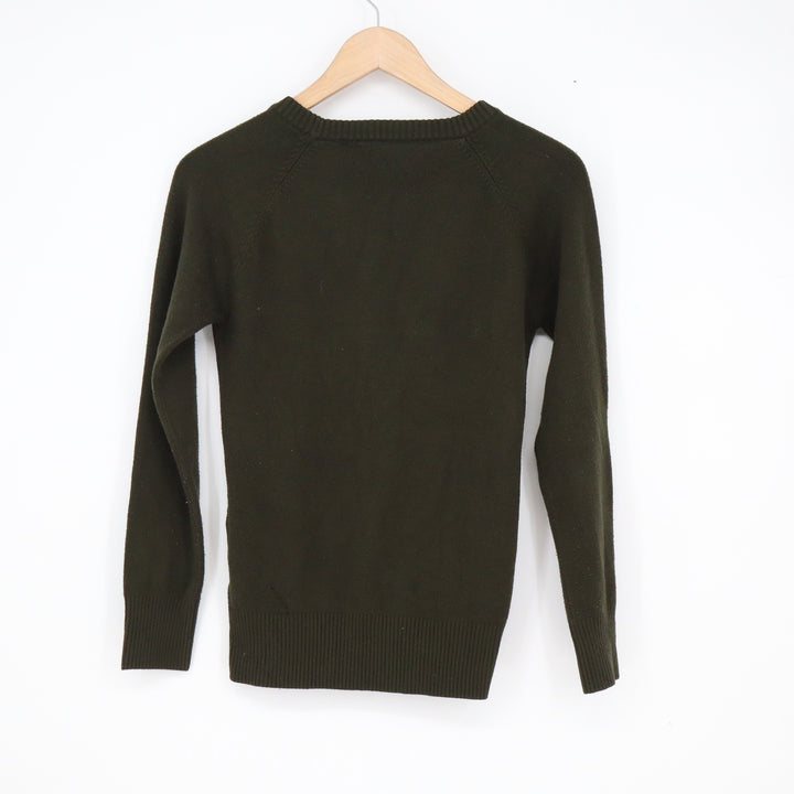 French Connection Mens M Olive Green Raglan Crewneck Knit Sweater