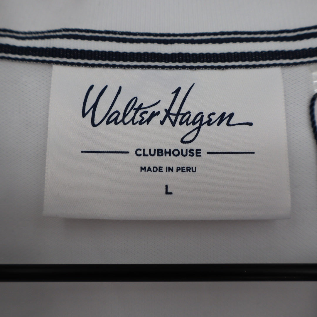 Walter Hagen Mens Clubhouse Solid Pique Polo White Short Sleeve Shirt Size L NEW