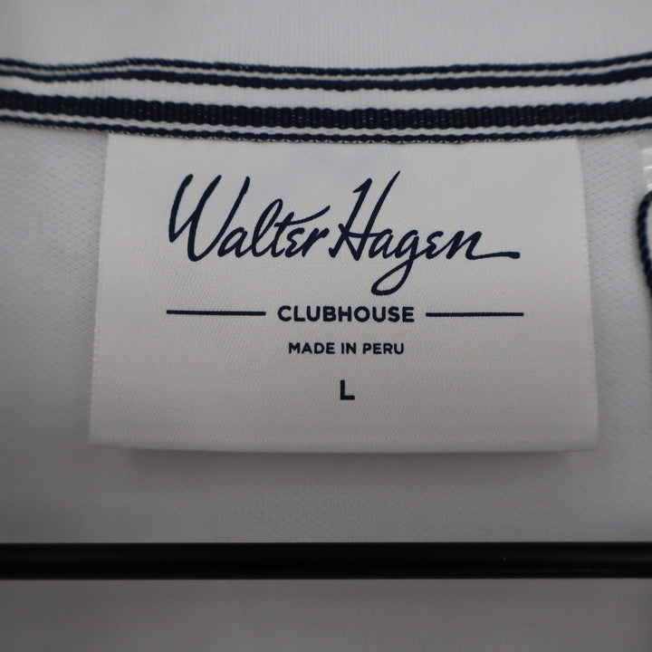 Walter Hagen Mens Clubhouse Solid Pique Polo White Short Sleeve Shirt Size L NEW