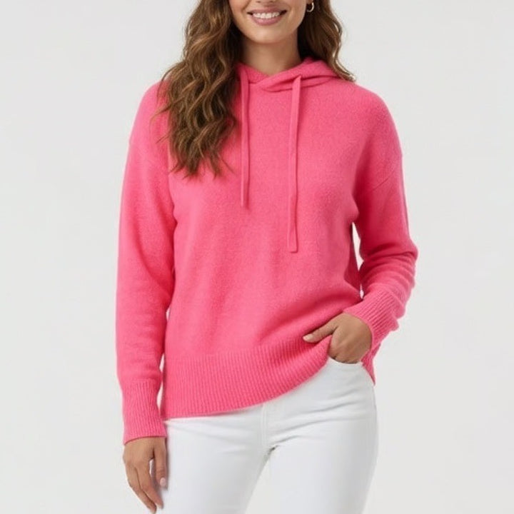 Lou & Grey Neon Pink Knit Hoodie Sweater Petite Medium MP