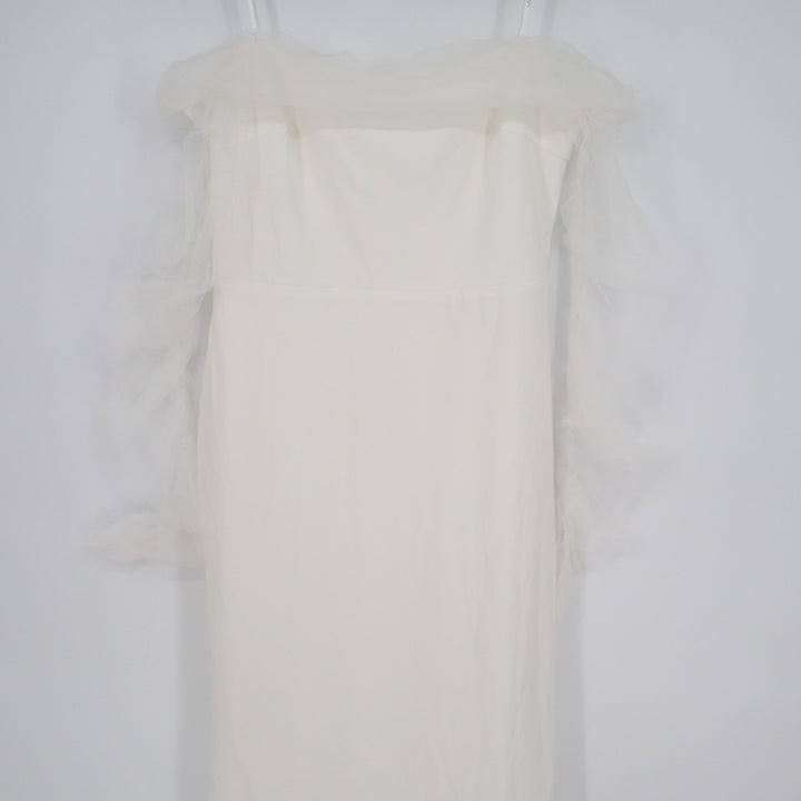 Lulus Eternal Bliss Bustier Maxi Dress Womens XL White Tulle Off-the-Shoulder