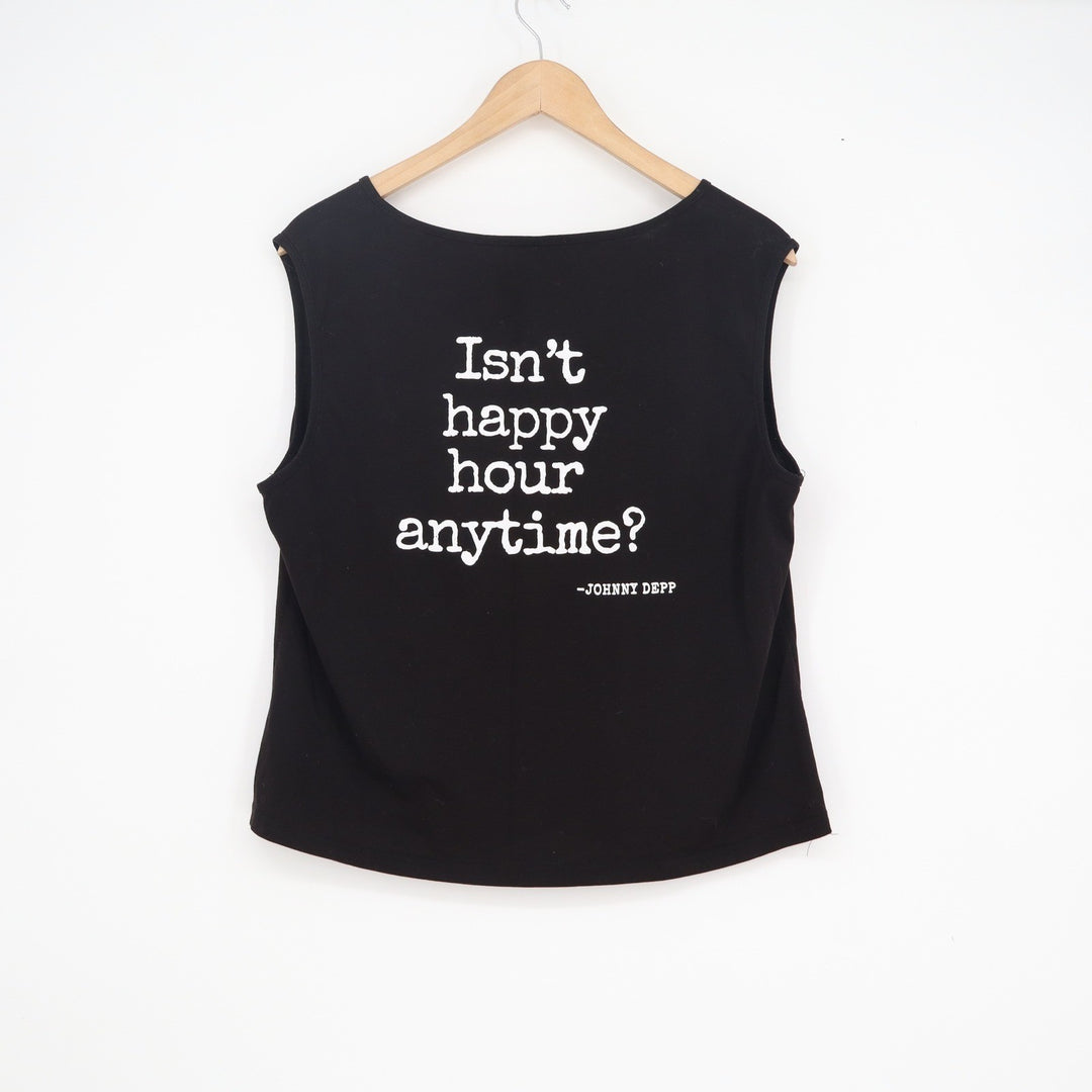 Hearsay Brewing Co Johnny Depp Mega Pint Black Graphic Tank Top XL V-Neck