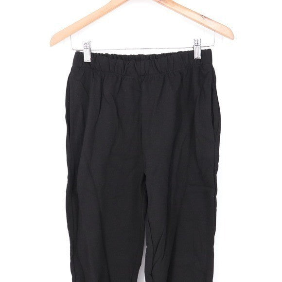Naked Wardrobe Black Sweatshirt Jogger Set XS Raw Edge Loungewear