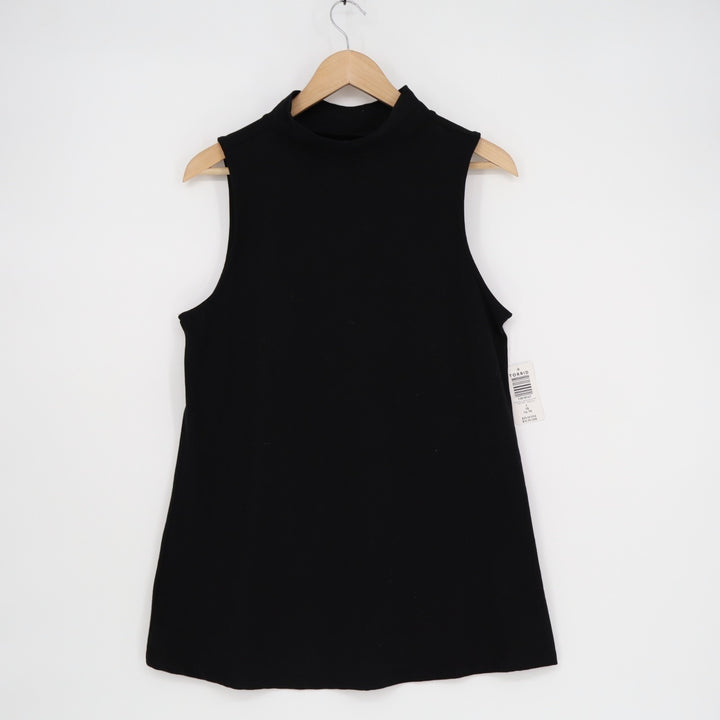 Torrid Tank Top Womens 1X Black Cotton Stretch Mock Neck Sleeveless Pullover