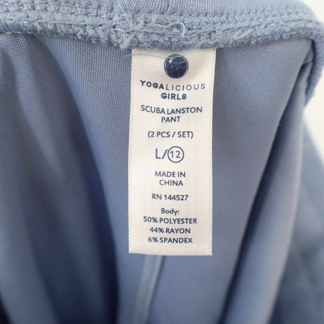 Yogalicious Girls Scuba Lanston Pant Light Blue Wide Leg Joggers Size L 12