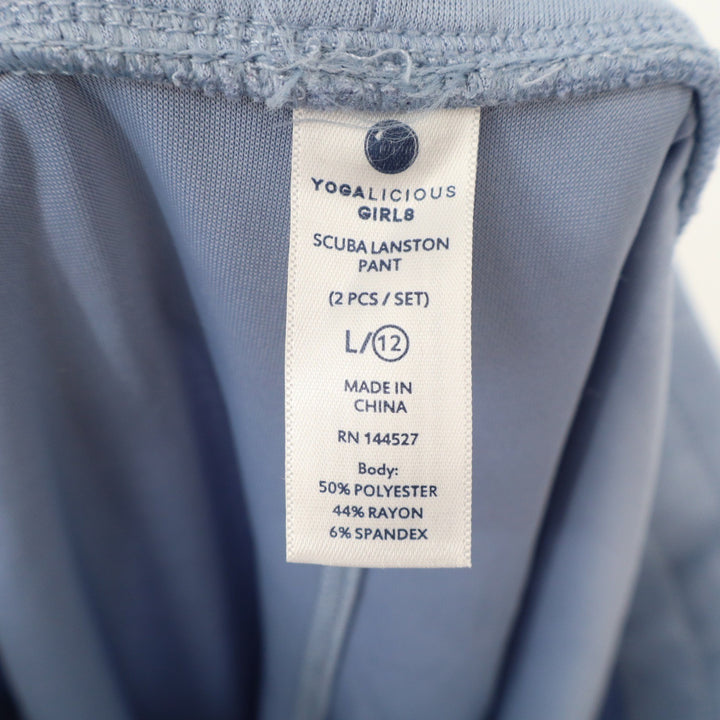 Yogalicious Girls Scuba Lanston Pant Light Blue Wide Leg Joggers Size L 12