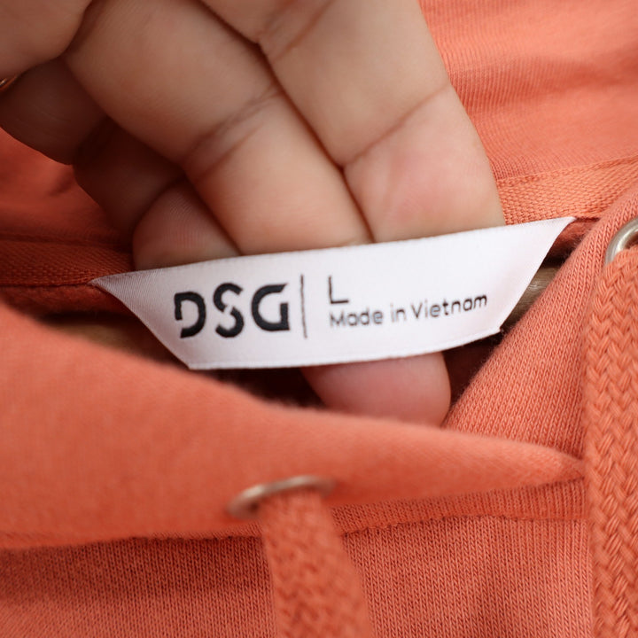 DSG Womens Pullover Hoodie Coral Orange Long Sleeve Kangaroo Pocket Size L
