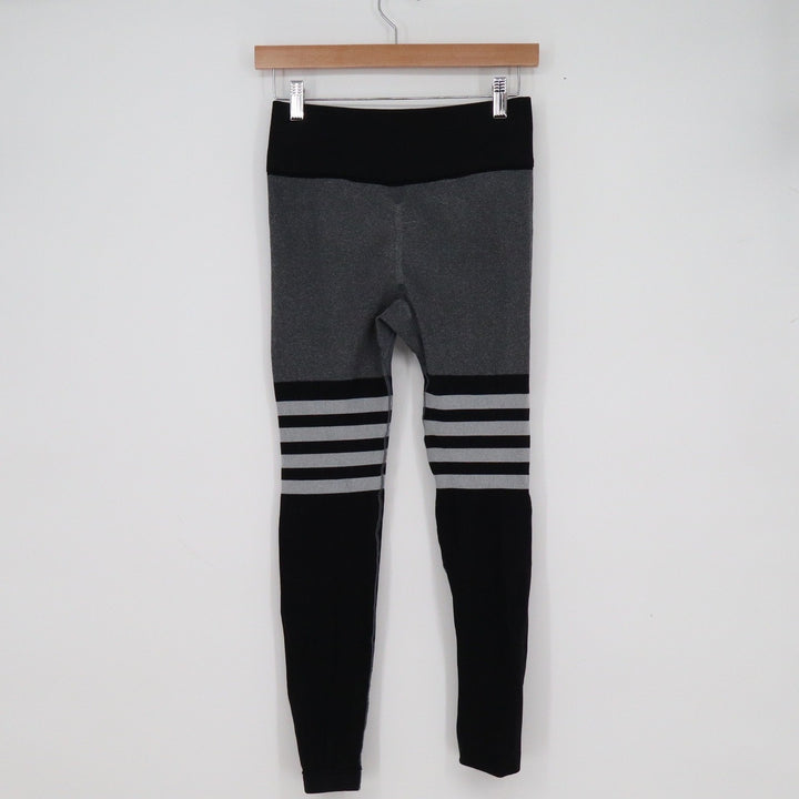 A AGROSTE Womens High Waist Seamless Leggings Black Grey Striped Activewear