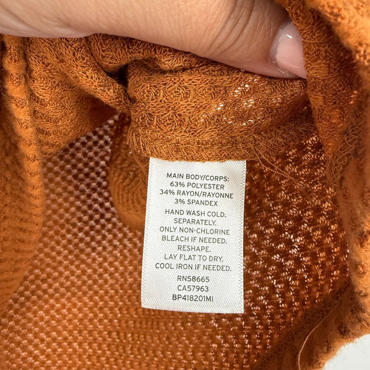 Nordstrom BP. Top Womens Medium Rust Umber Waffle Knit Off the Shoulder Stretch