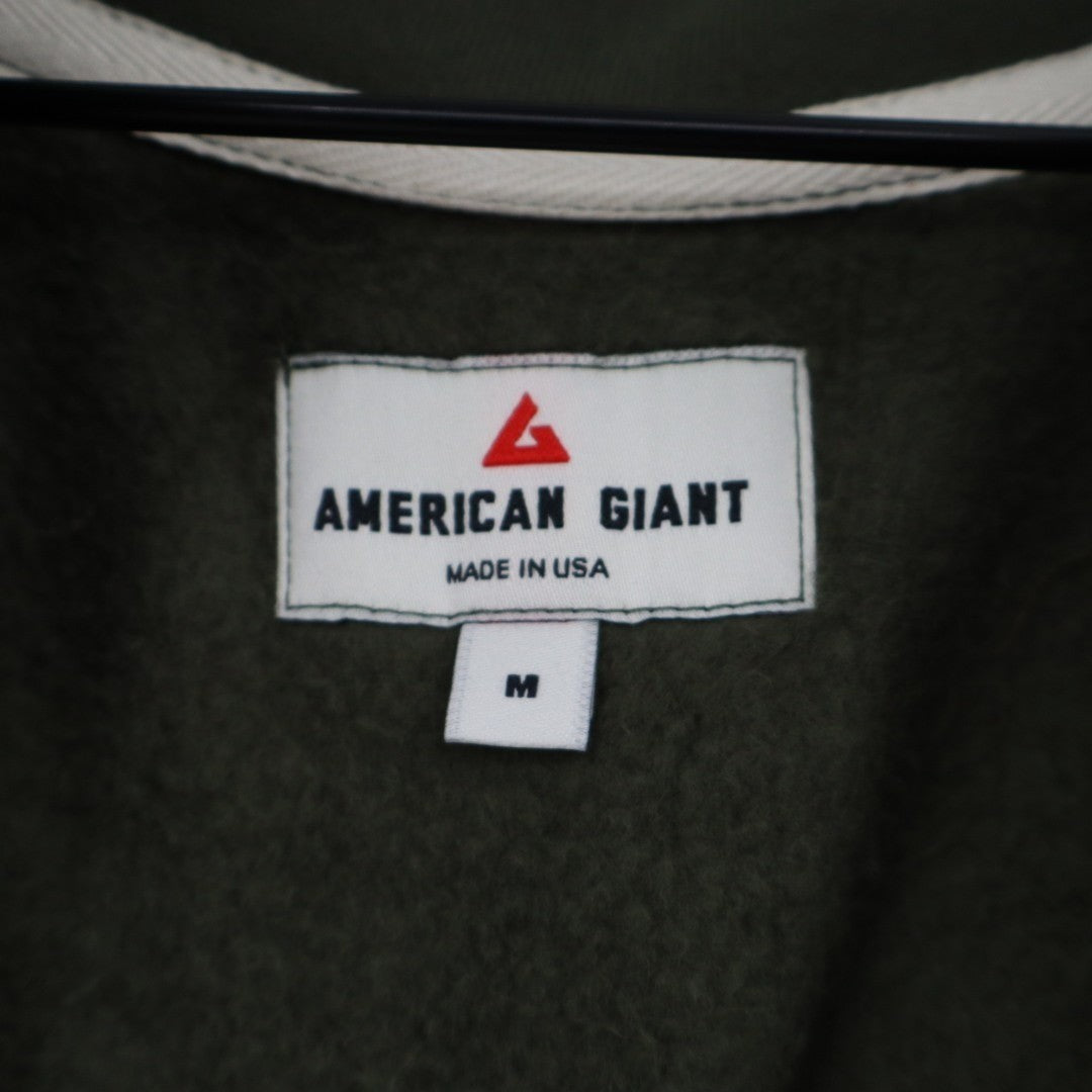American Giant Midweight Sweatshirt Womens Medium Olive Cotton Fleece Half Zip