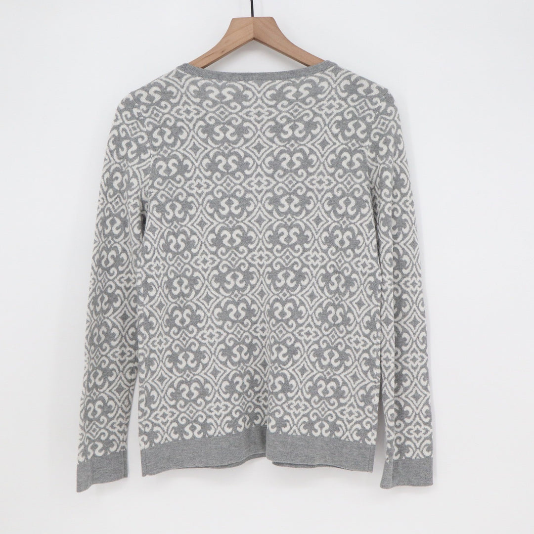 Croft & Barrow Pullover Womens S Geometric Gray White Long Sleeve Excellent