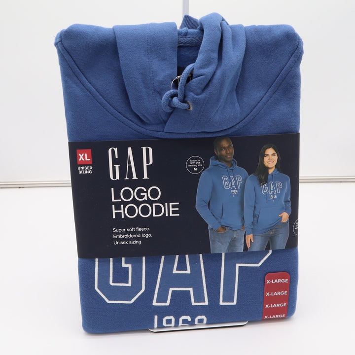 GAP Hoodie Unisex XL Logo Hoodie Blue Embroidered 1969 Fleece Pullover NEW