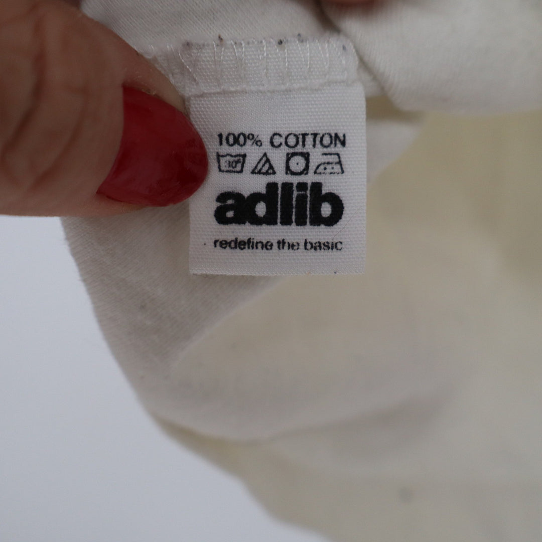 Adlib Mens Large Cream Cotton Long Sleeve Pocket Tee Off White Minimalist Trim