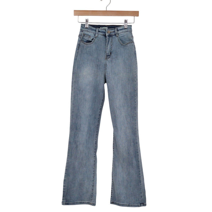 DQ Jeans Women's High Waisted Flare Leg Blue Denim Pants Size M Light Wash