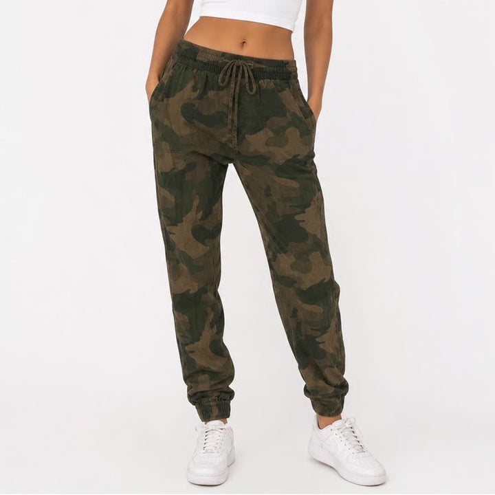 Hollister Ultra High-Rise Joggers Camo Green Brown XS Elastic Waist Drawstring