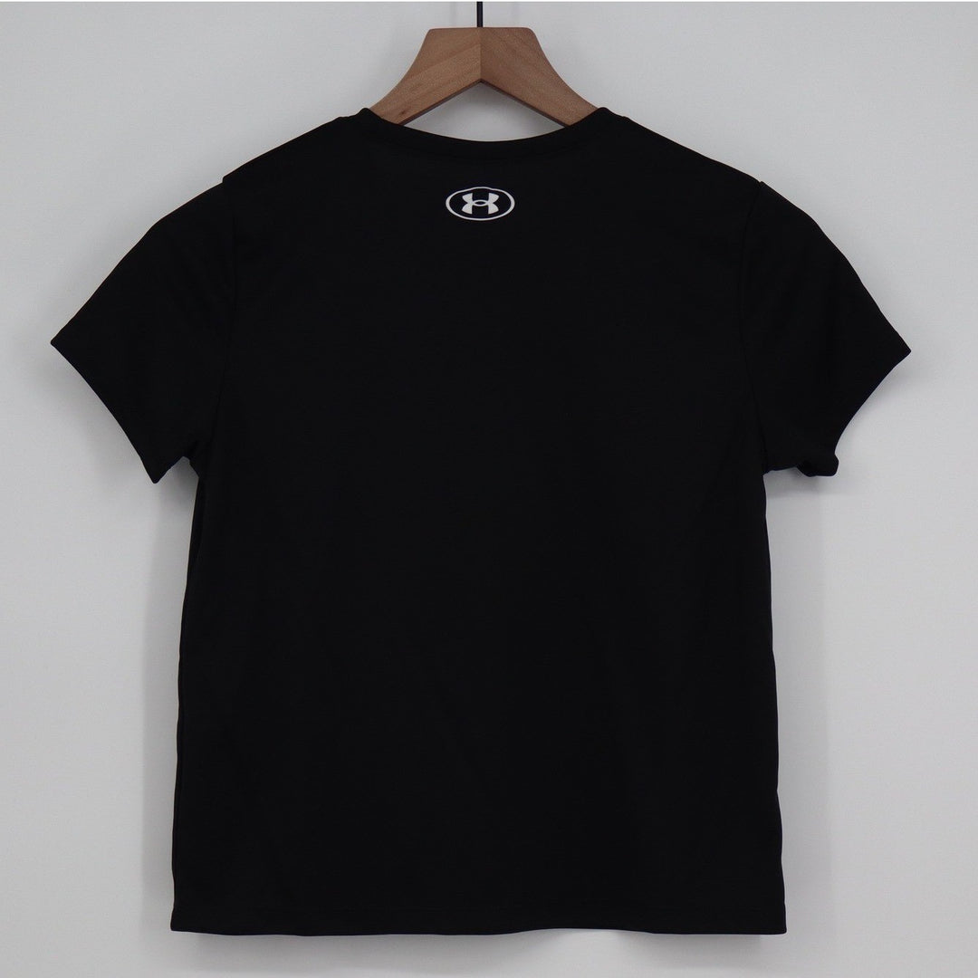 Under Armour Girls Be A Good Sport Tech Tee Black Graphic Shirt YM Medium