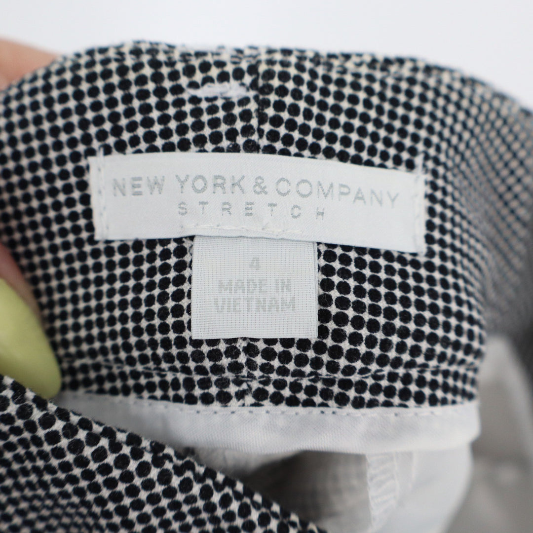 New York & Company Stretch Black White Micro Dot Ankle Pants Size 4 Slim Tapered